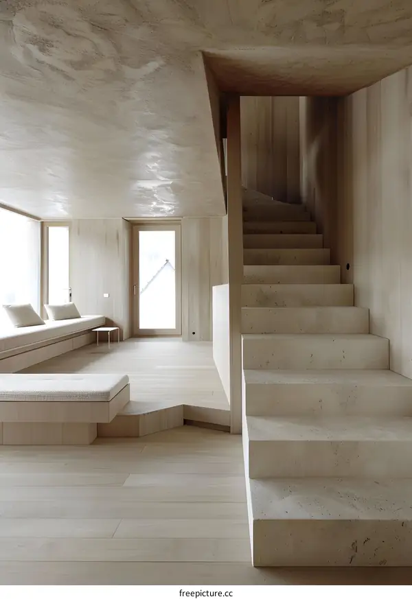 Modern Interior Design With Wooden Flooring and Stairs