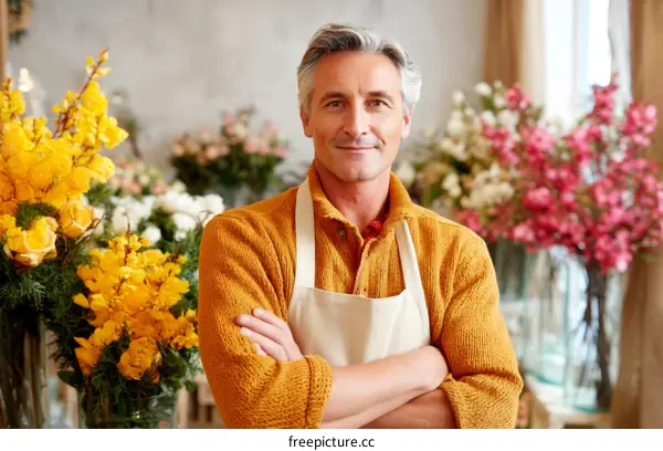 Confident Florist in a Flower Shop