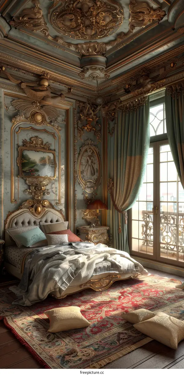 Ornate Bedroom Interior Design Illustration