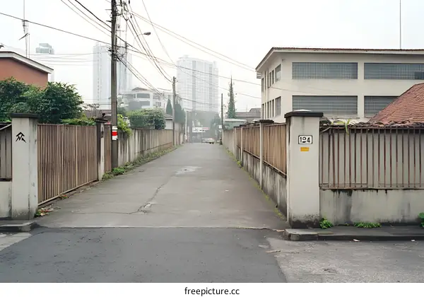 Narrow Alleyway in Urban Neighborhood