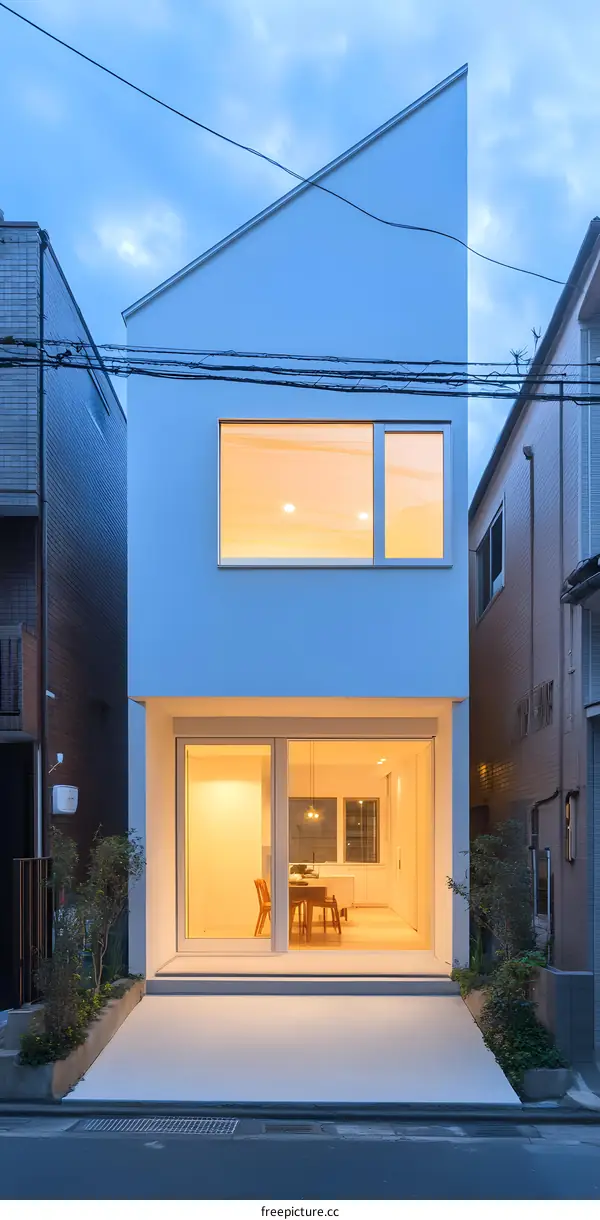 Modern White House Exterior With Glass Doors And Windows