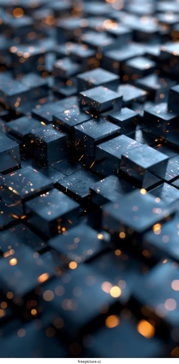 Abstract Blue and Orange Futuristic Technology 3D Cubes Background