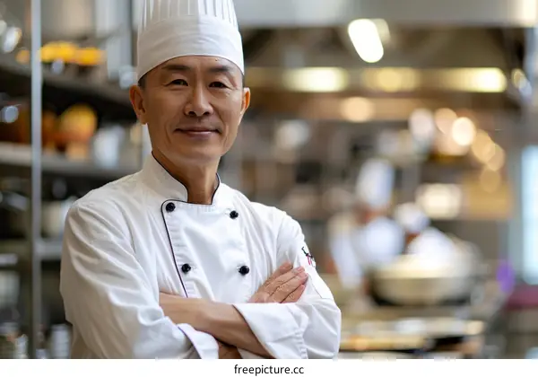 Portrait of a happy chef in a commercial kitchen