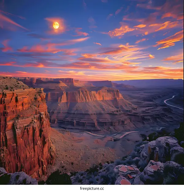 Canyon Sunset with Moonrise