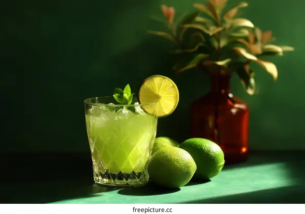 Refreshing Lime Cocktail in Green Setting
