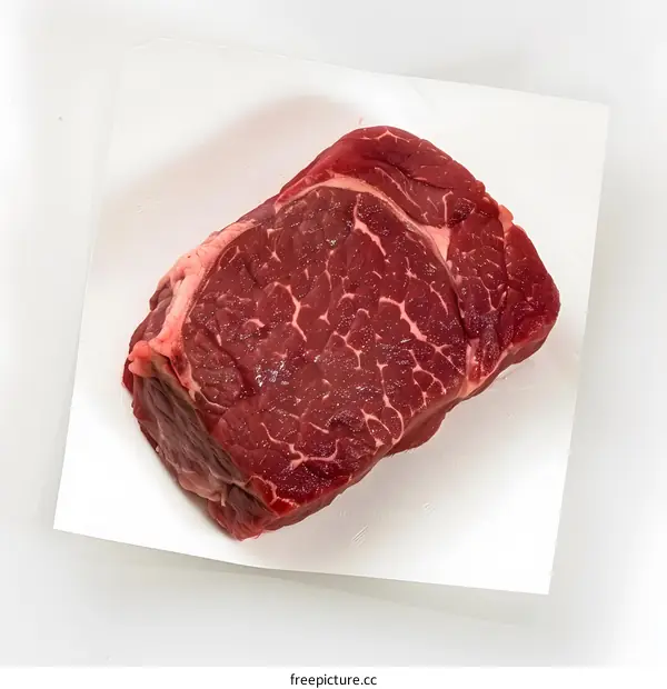 Raw Beef Steak on White Background