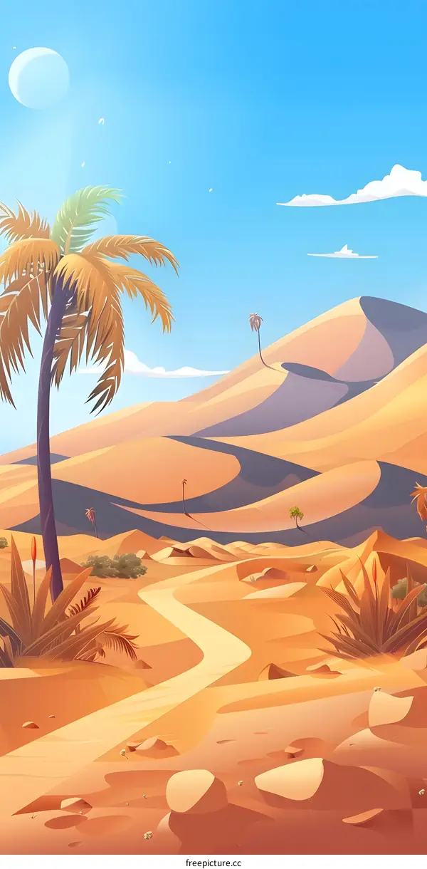 Desert Landscape With Palm Trees
