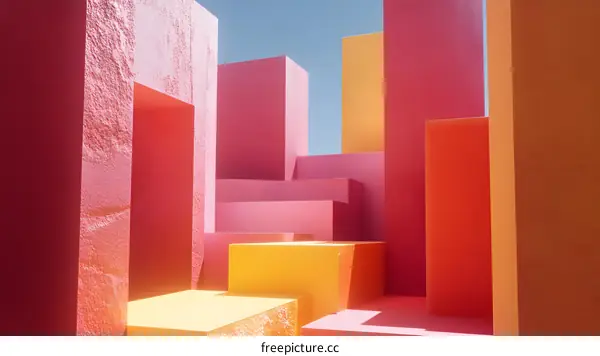 Abstract Minimalist Colorful Geometric Shapes 3D Illustration