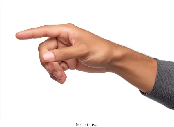 Closeup Image of a Dark-Skinned Persons Hand Pointing