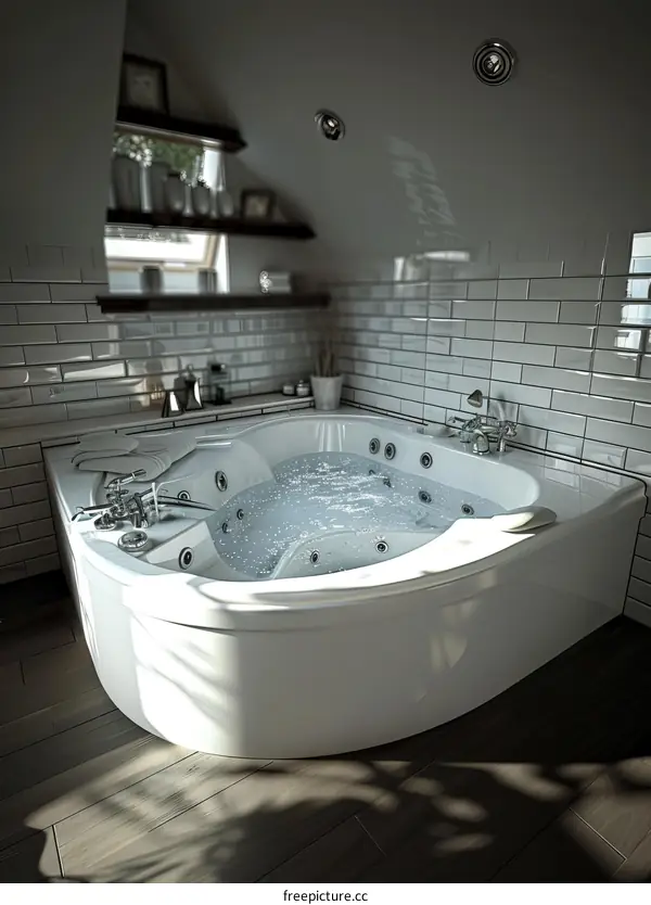 Modern Corner Whirlpool Bathtub Interior Design