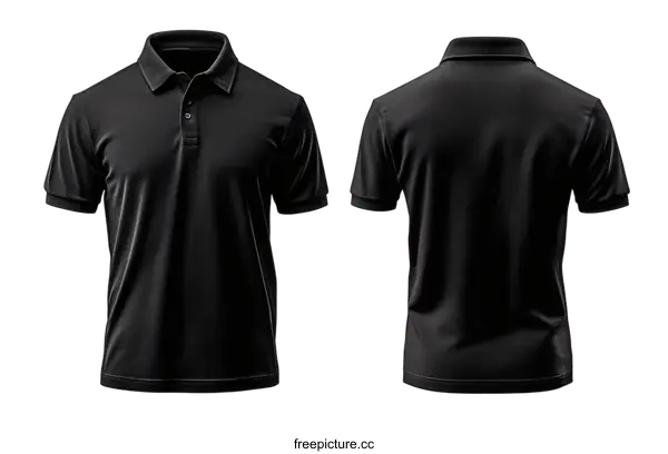 [Transparent Background PNG]Blank Black Polo Shirt Mockup