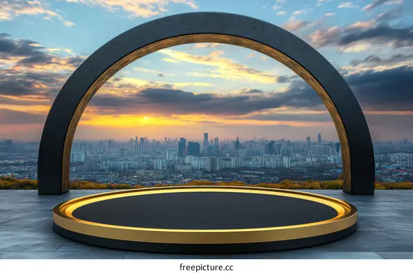 Modern Architectural Design with City Skyline View