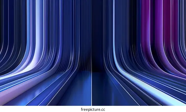 Blue and purple 3D rendered image with curved lines