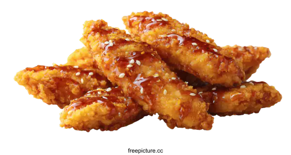 [Transparent Background PNG]Crispy Fried Chicken Strips with Glaze