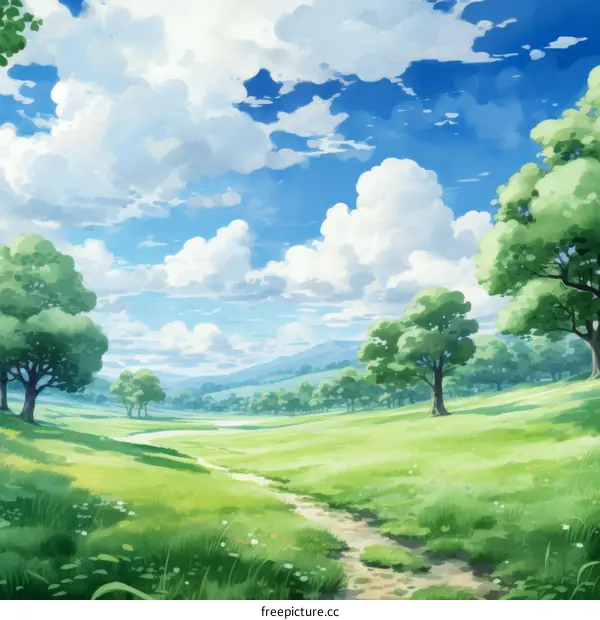 fantasy green field landscape