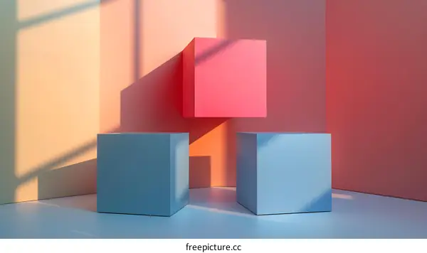 Three Cubes and Colored Background