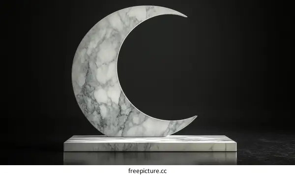 Abstract Marble Crescent Moon Display