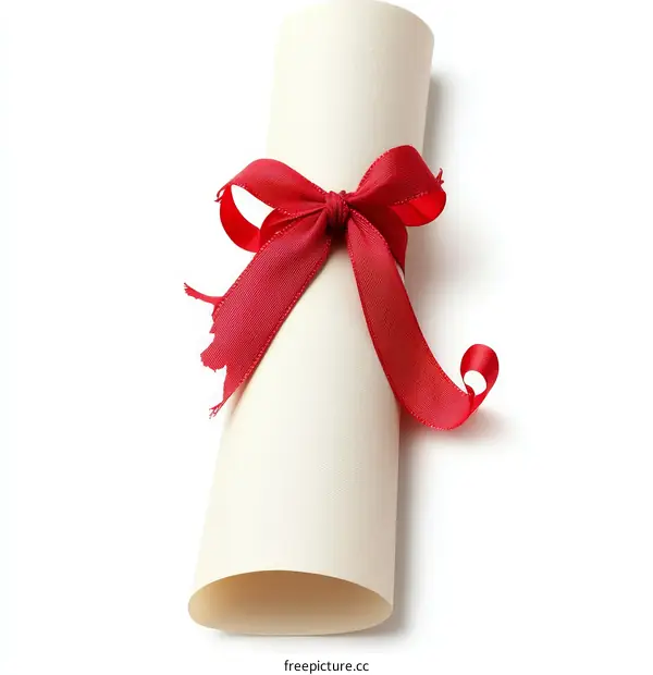 Rolled Up Diploma with Red Ribbon