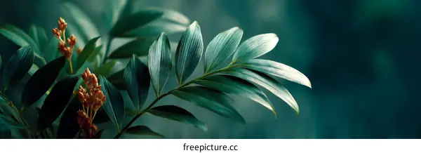 Closeup Tropical Plant Leaves in Soft Focus