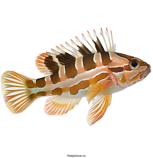 [Transparent Background PNG]Striped Fish on White Background