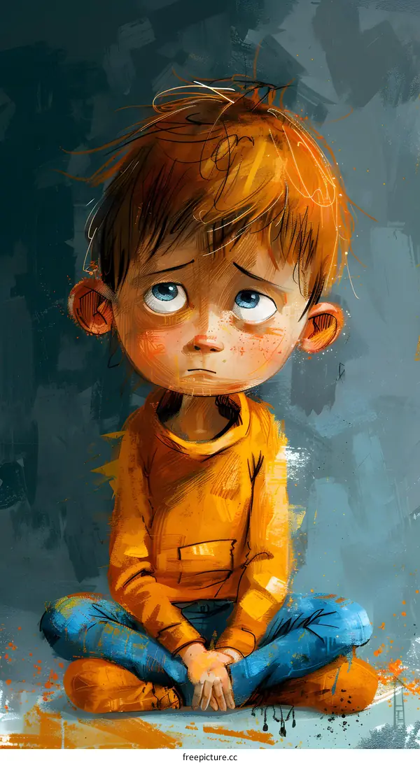 Sad Boy Cartoon Illustration