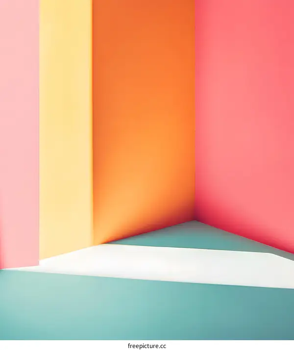 Abstract Geometric Background with Colorful Walls and Shadows