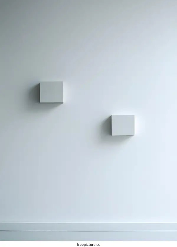 White Wall with Two Square Shelves