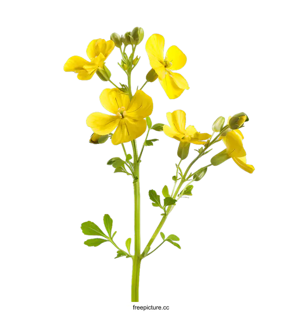 [Transparent Background PNG]Yellow Wildflower Branch Isolated on White Background