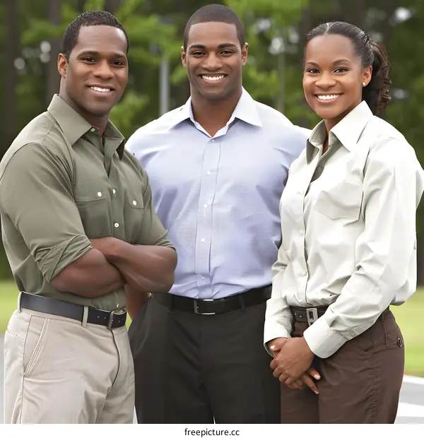 Three African American Business People Standing Together