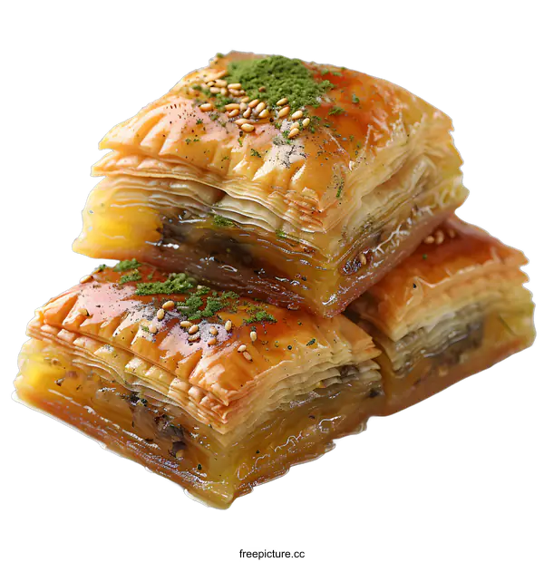 [Transparent Background PNG]Three pieces of Turkish Baklava