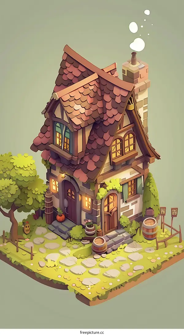 Cozy Stone Cottage with Green Grass and a Stone Path