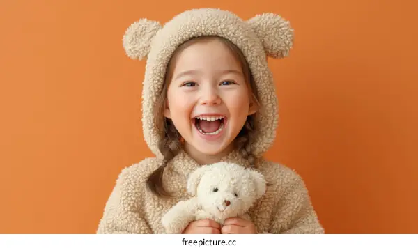 Happy Little Girl in Bear Costume
