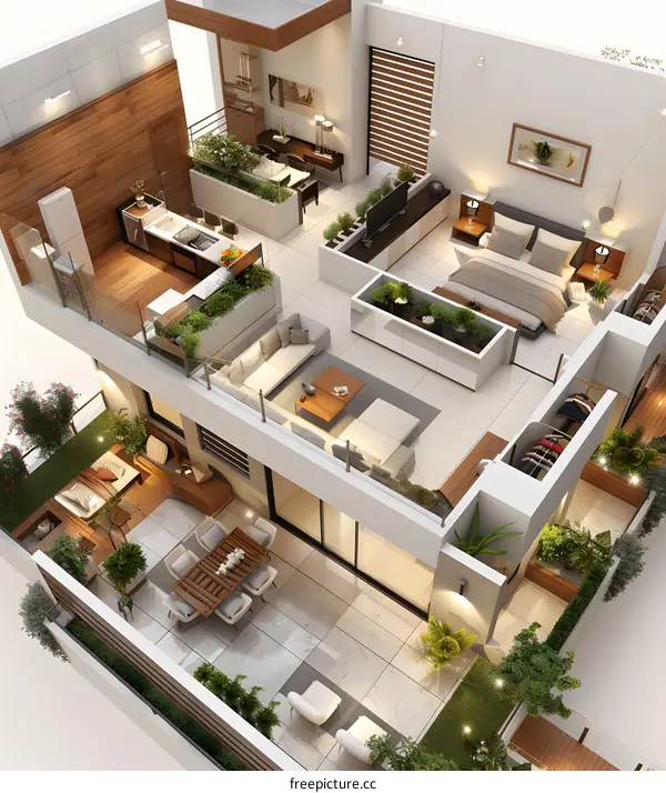 Modern Duplex Apartment Design with Outdoor Terrace