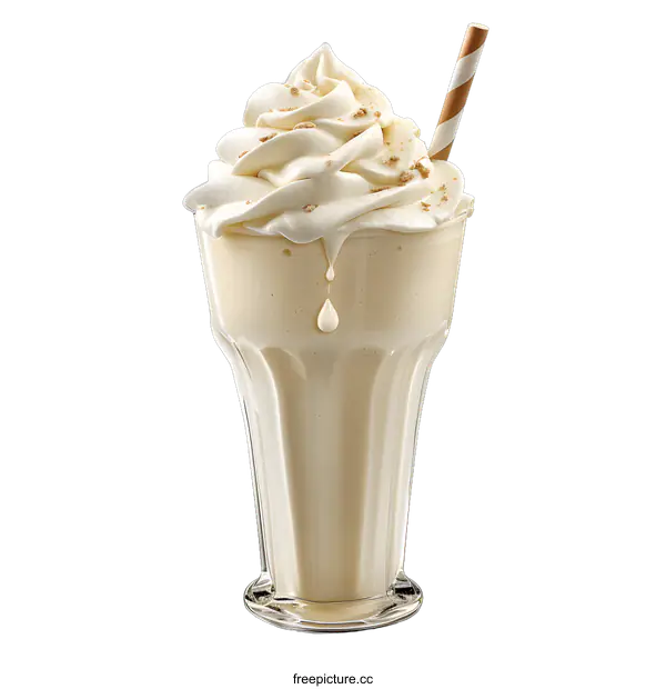 [Transparent Background PNG]Vanilla Milkshake with Whipped Cream and Crumbs