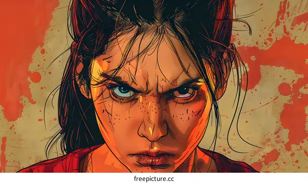 Angry Woman Portrait Illustration