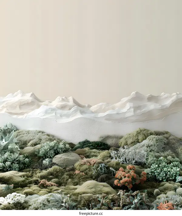 Minimalist Landscape with Beige Background