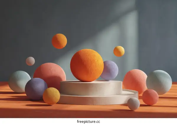 Abstract Colorful Geometric Balls Composition