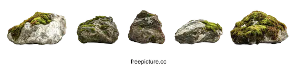 [Transparent Background PNG]Collection of  Nature Rocks with Moss