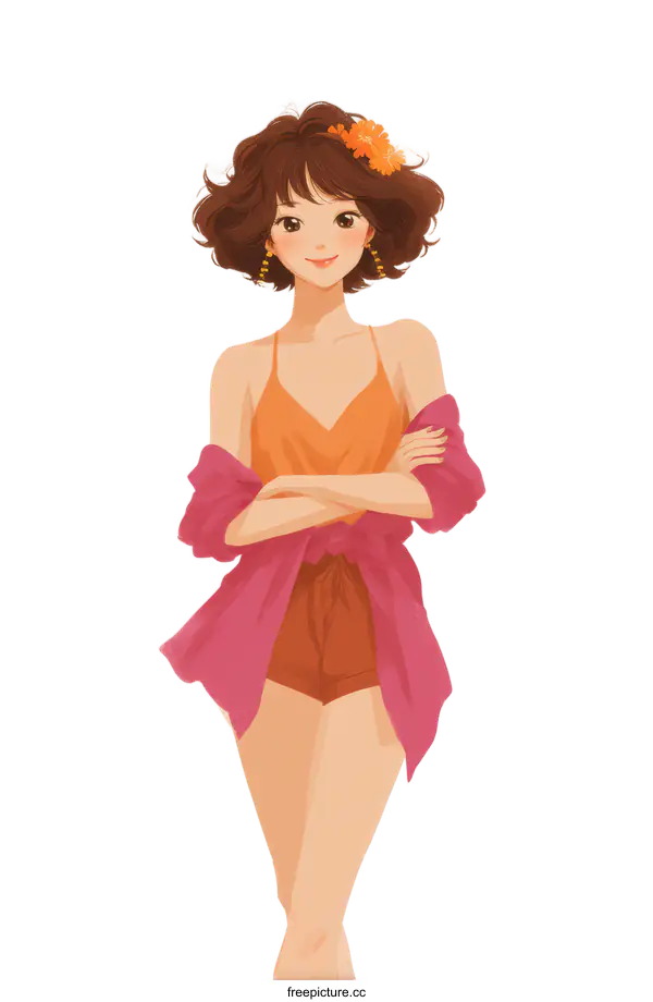 [Transparent Background PNG]A Stylish Woman Illustration in Fashionable Attire