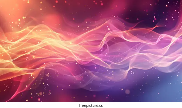 Pink purple orange glowing light and shiny sparkles background