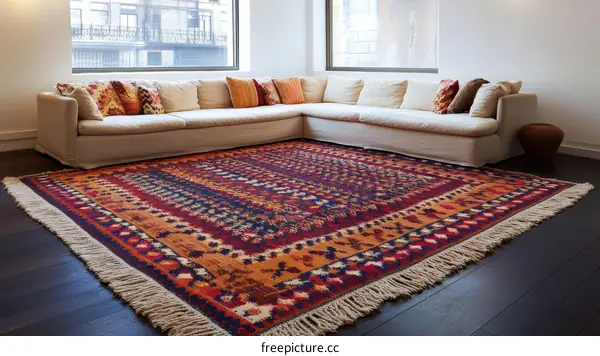 Colorful Traditional Persian Rug in a Modern Living Room
