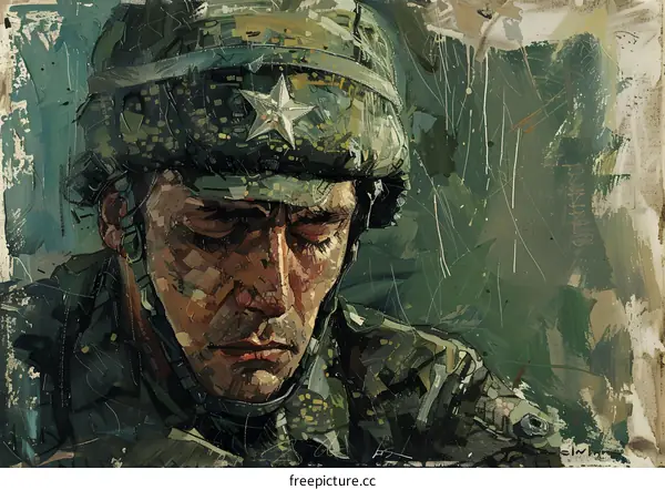 The Soldier in the Camo Helmet