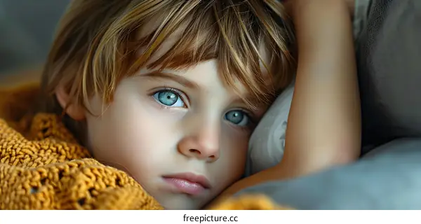 Close up Portrait of a Young Girl with Blue Eyes