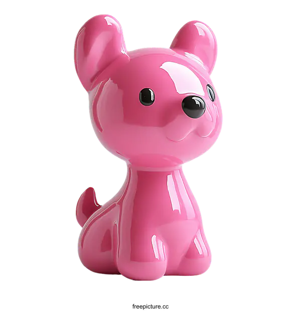 [Transparent Background PNG]Pink Figurine of a Cute Dog Illustration
