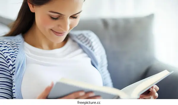 Woman Reading a Book at Home Relaxation