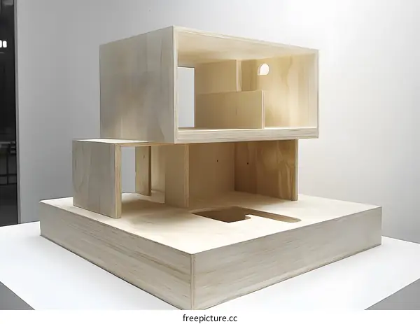 Wooden Model of a Modern House