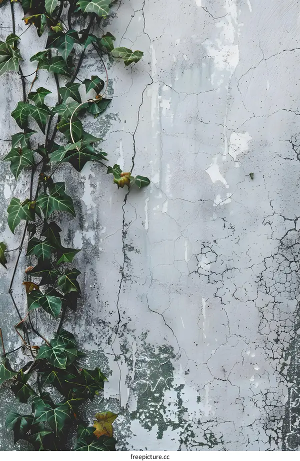 Green Ivy on Cracked Concrete Wall