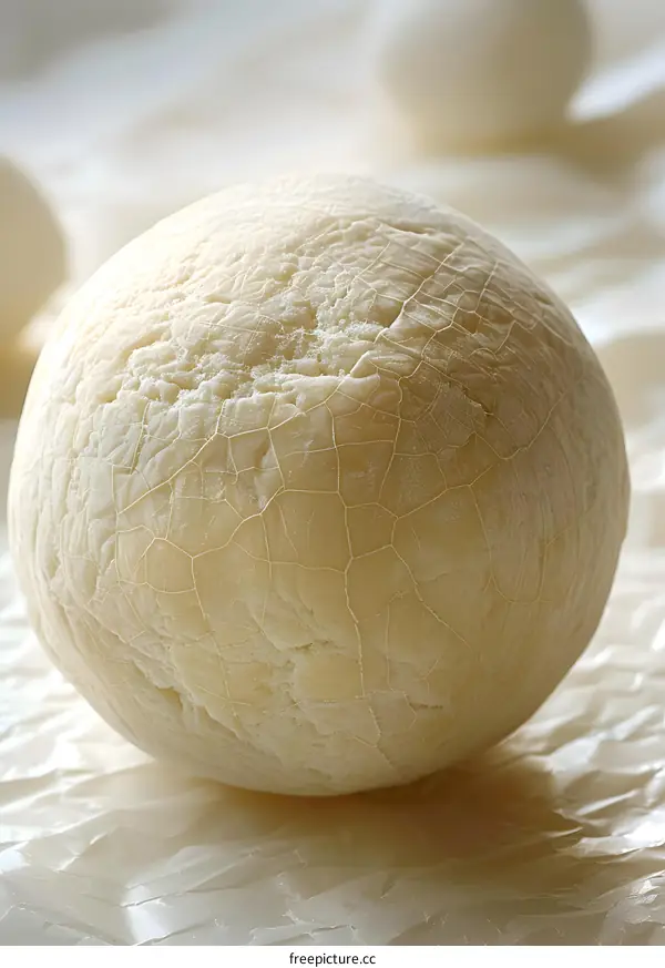 Close-up of a ball of mozzarella cheese