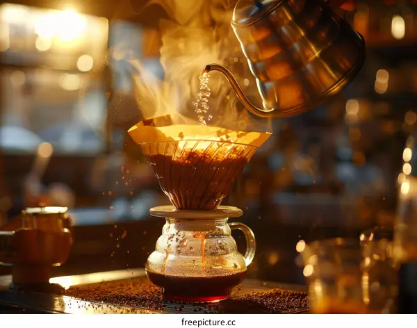 Barista Brewing Coffee with Pour-Over Maker