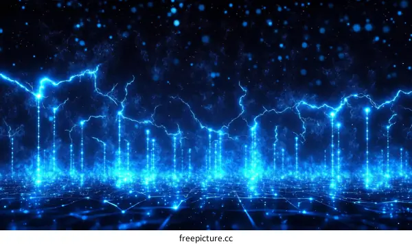 Abstract Digital Lightning Cityscape